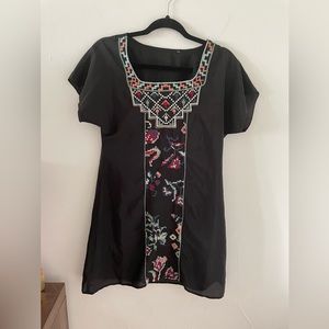 California Moon rise Boutique Black Embroidered Tunic Shirt